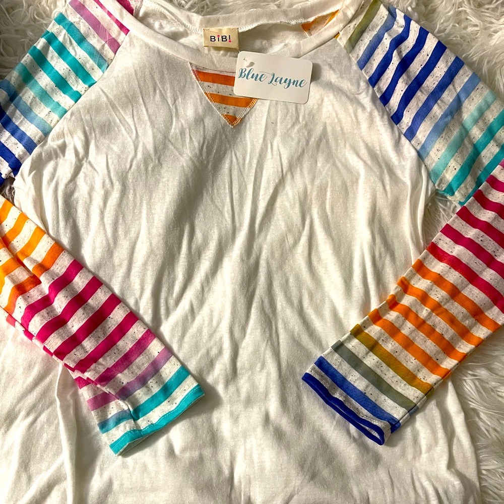 Boutique rainbow detail long sleeve top nwt